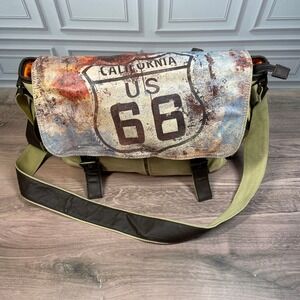 United Streets of Art Canvas Messenger Bag US Route 66 California Graphic